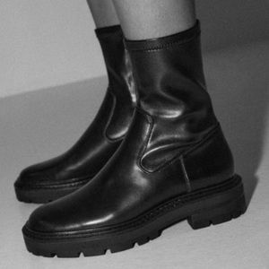 Zara black leather boots 2021